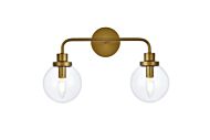 Hanson 2-Light Bathroom Vanity Light in Brass