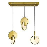 CWI Lighting Tranche LED Island with Pool Table Chandelier with Brushed Brass Finish