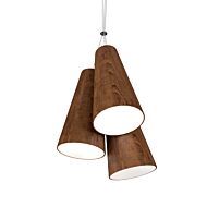 Conical 3-Light Pendant in Imbuia