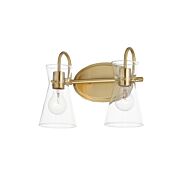 Ava 2-Light Bathroom Vanity Light in Natural Aged Brass