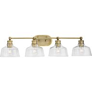 Singleton 4-Light Bathroom Vanity Light in Vintage Brass