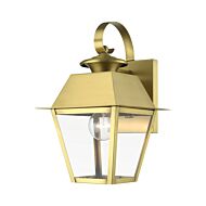 Wentworth 1-Light Outdoor Wall Lantern in Natural Brass