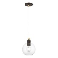 Downtown 1-Light Pendant in Bronze w with Antique Brass