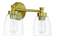 Craftmade Henning 2-Light Bathroom Vanity Light in Satin Brass