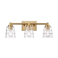 Pulsate 3-Light Bathroom Vanity Light in Satin Brass