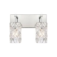 Formade Crystal 2-Light Bathroom Vanity Light in Polished Chrome