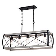 Montclare 5-Light Linear Chandelier in Textured Black and White Ash