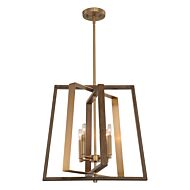 Dunning 4-Light Pendant in Natural Brass and Burnished Chestnut