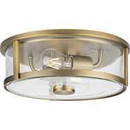 Gilliam 2-Light Flush Mount in Vintage Brass