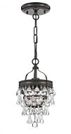 Crystorama Calypso 14 Inch Mini Chandelier in Vibrant Bronze with Clear Glass Drops Crystals