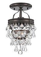 Crystorama Calypso 8 Inch Ceiling Light in Vibrant Bronze with Clear Glass Drops Crystals