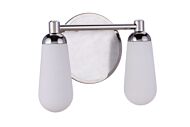 Craftmade Riggs 2-Light Bathroom Vanity Light in Brushed Polished Nickel with Polished Nickel