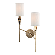 Hudson Valley Tate 2 Light 26 Inch Wall Sconce in Aged Brass