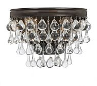Crystorama Calypso 2 Light 10 Inch Wall Sconce in Vibrant Bronze with Clear Glass Drops Crystals