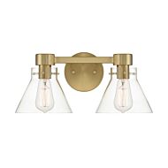 Willow Creek (existing DF extension) 2-Light Bathroom Vanity Light in Brushed Gold