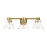 Willow Creek (existing DF extension) 3-Light Bathroom Vanity Light in Brushed Gold