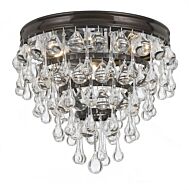 Crystorama Calypso 3 Light 10 Inch Ceiling Light in Vibrant Bronze with Clear Glass Drops Crystals