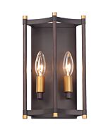 Maxim Wellington 2 Light Wall Sconce in Oil Rubbed Bronze and Antique Brass