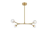 Zayne 4-Light Pendant in Gold and Clear