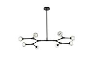 Zayne 8-Light Pendant in Black and Clear