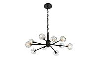 Graham 10-Light Pendant in Black and Clear