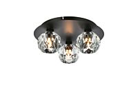 Graham 3-Light Flush Mount in Black and Clear