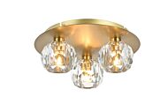 Graham 3-Light Flush Mount in Gold and Clear