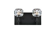 Graham 2-Light Wall Sconce in Black and Clear