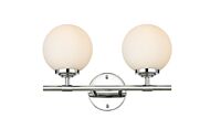 Ansley 2-Light Bathroom Vanity Light Sconce in Chrome and frosted white