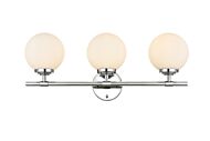 Ansley 3-Light Bathroom Vanity Light Sconce in Chrome and frosted white