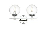 Ingrid 2-Light Bathroom Vanity Light Sconce in Chrome and Clear