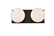 Jaylin 2-Light Bathroom Vanity Light Sconce in Black and frosted white