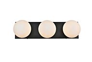 Jaylin 3-Light Bathroom Vanity Light Sconce in Black and frosted white