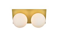 Jillian 2-Light Bathroom Vanity Light Sconce in Brass and frosted white