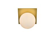 Jillian 1-Light Bathroom Vanity Light Sconce in Brass and frosted white