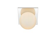 Jillian 1-Light Bathroom Vanity Light Sconce in Chrome and frosted white