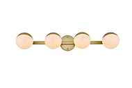 Majesty 4-Light Bathroom Vanity Light Sconce in Brass and frosted white