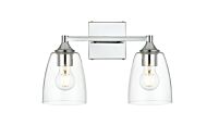 Gianni 2-Light Bathroom Vanity Light Sconce in Chrome and Clear