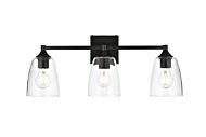 Gianni 3-Light Bathroom Vanity Light Sconce in Black and Clear