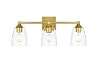 Gianni 3-Light Bathroom Vanity Light Sconce in Brass and Clear