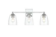 Gianni 3-Light Bathroom Vanity Light Sconce in Chrome and Clear