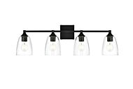 Gianni 4-Light Bathroom Vanity Light Sconce in Black and Clear