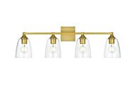 Gianni 4-Light Bathroom Vanity Light Sconce in Brass and Clear