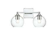 Foster 2-Light Bathroom Vanity Light Sconce in Chrome and Clear