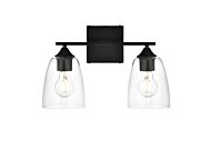 Harris 2-Light Bathroom Vanity Light Sconce in Black and Clear