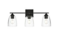 Harris 3-Light Bathroom Vanity Light Sconce in Black and Clear