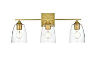 Harris 3-Light Bathroom Vanity Light Sconce in Brass and Clear