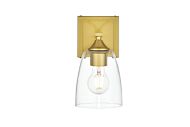 Harris 1-Light Bathroom Vanity Light Sconce in Brass and Clear
