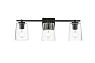 Kacey 3-Light Bathroom Vanity Light Sconce in Black and Clear