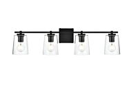 Kacey 4-Light Bathroom Vanity Light Sconce in Black and Clear